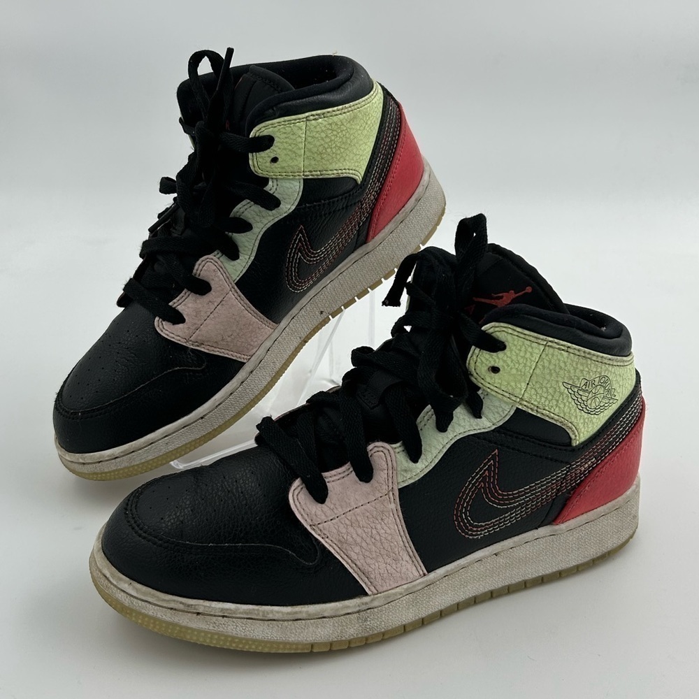 Nike Glow In The Dark Air Jordan 1 Mid With Multi-Stitched Swooshes